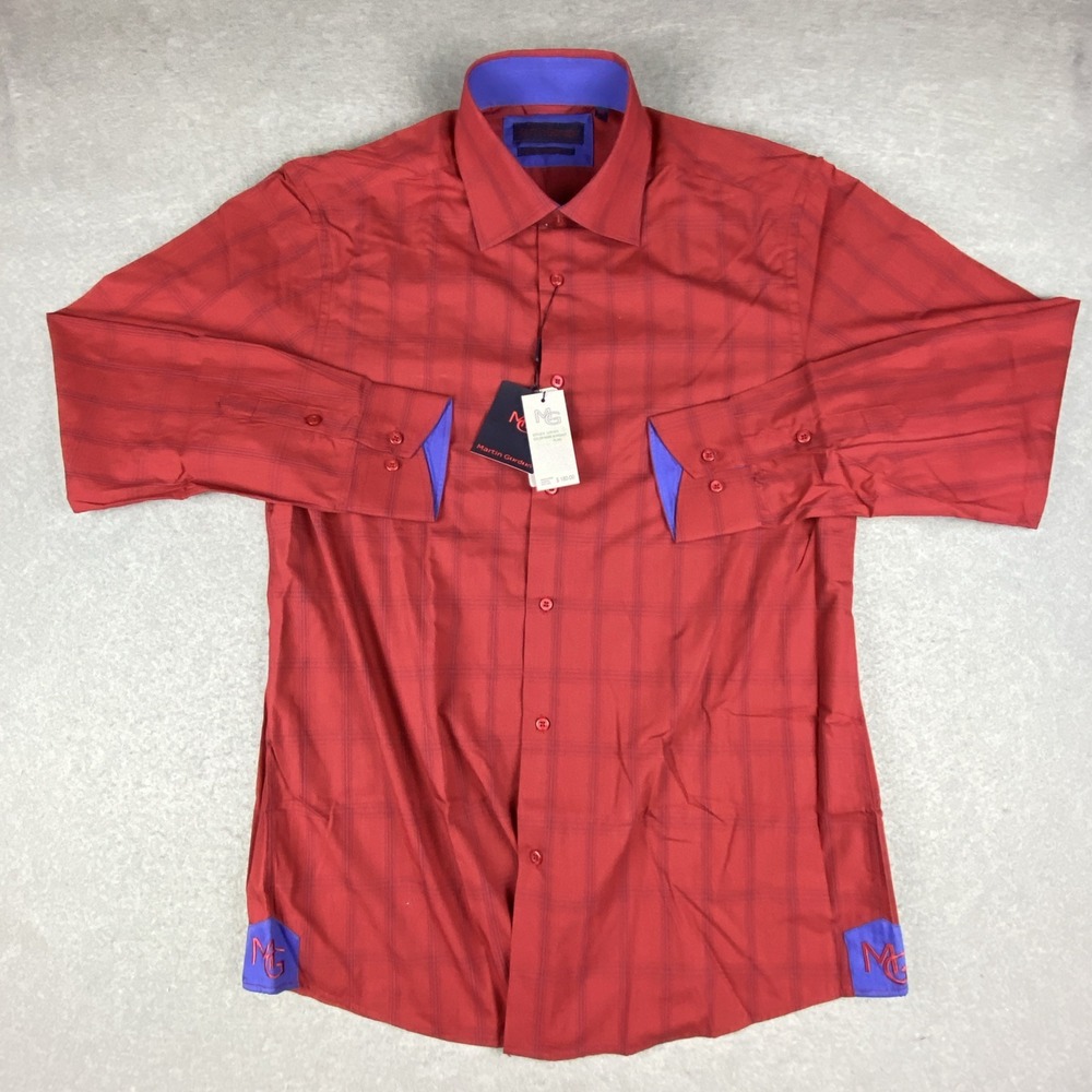 Martin Gordon Mens XL Contemporary Fit Button‎ Up Shirt ($180 MSRP) Embroidered